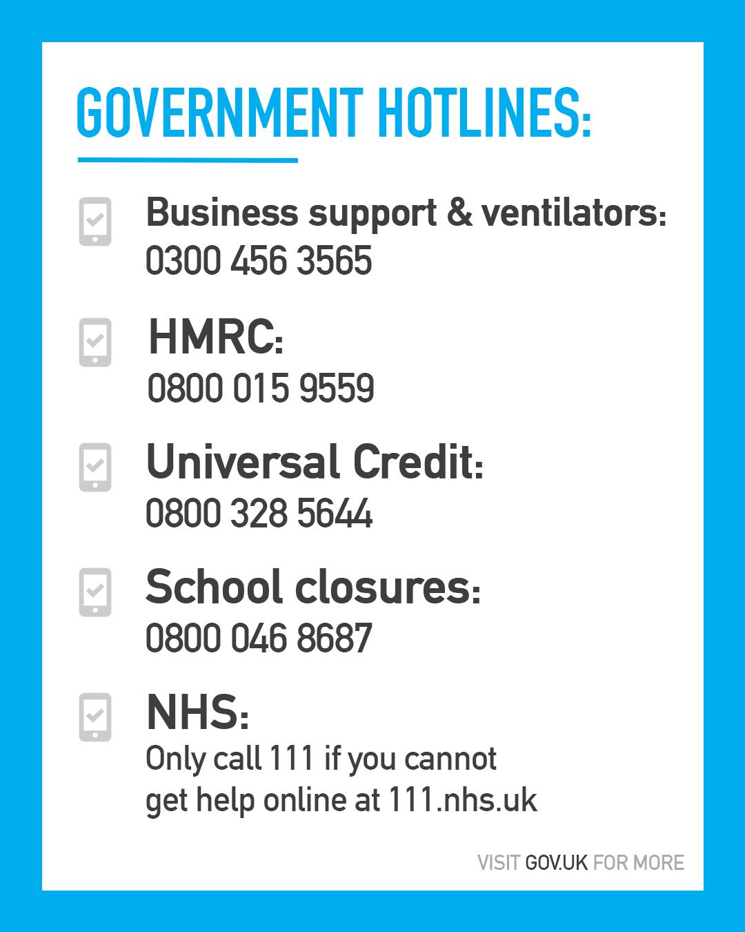 Government hotlines